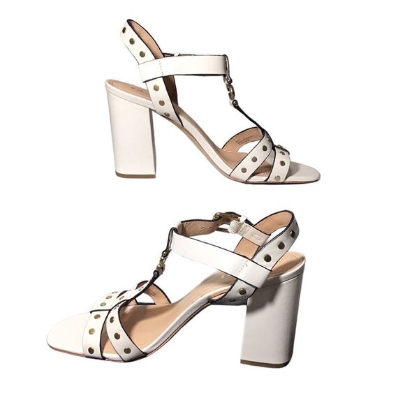 Coach White Margaret Block Heel Sandals Size 10 - Picture 3 of 10